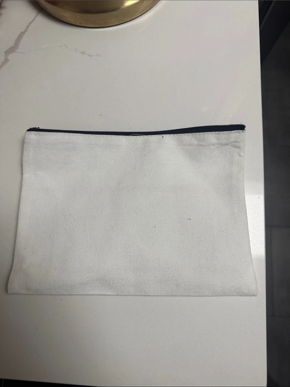 White Canvas Nurses Zip Pouch with Black Trim
